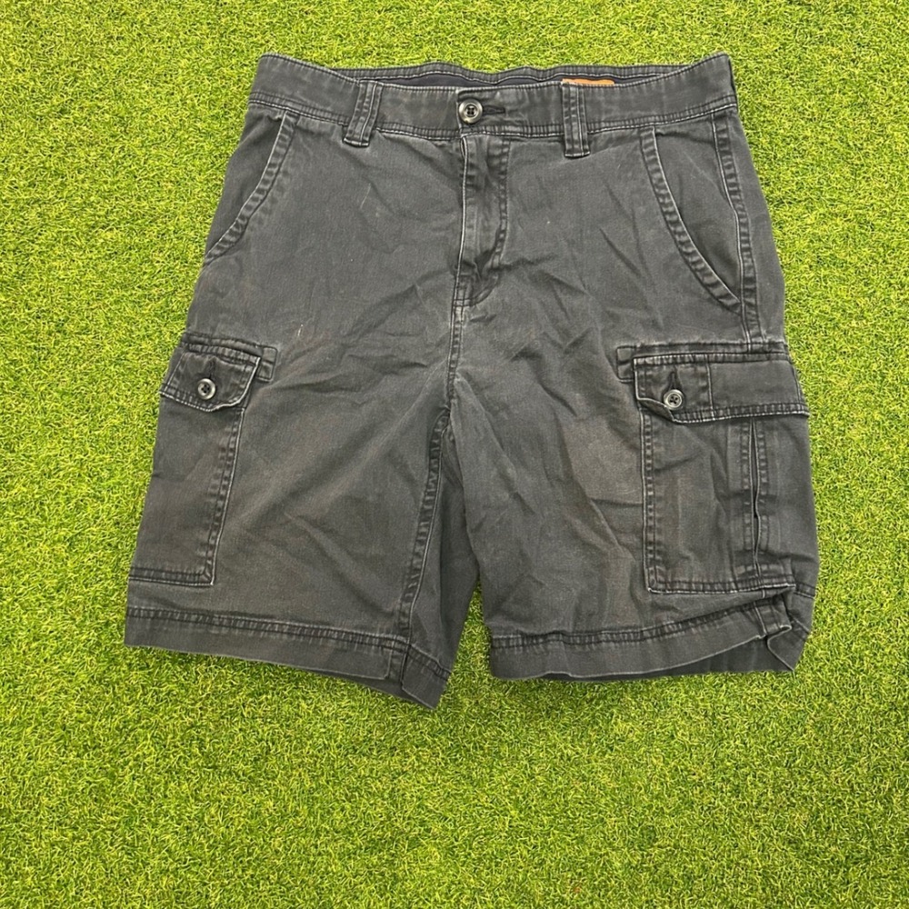 St Johns Bay Mens 32 Cargo Shorts Comfort Stretch Charcoal Gray Black Utility